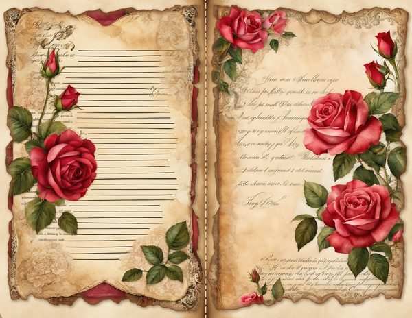 Vintage Burgundy Floral Watercolor Digital Paper Kit: Printable Papers, Cards, Tags, Ephemera — image 8