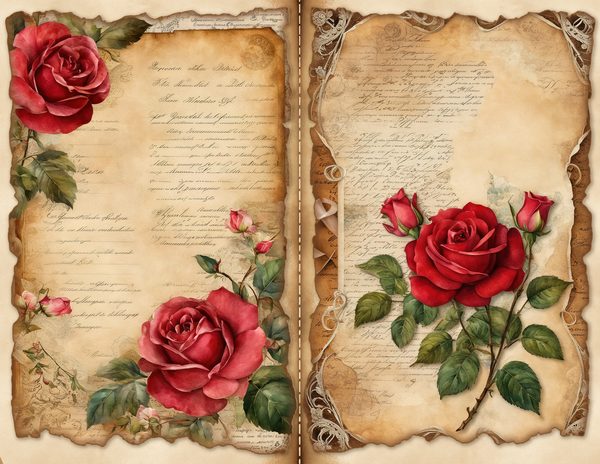 Vintage Burgundy Floral Watercolor Digital Paper Kit: Printable Papers, Cards, Tags, Ephemera — image 9