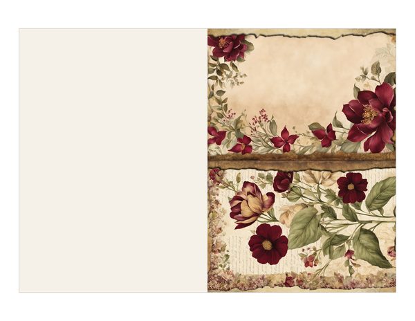 Vintage Burgundy Floral Watercolor Digital Paper Kit: Printable Papers, Cards, Tags, Ephemera — image 11