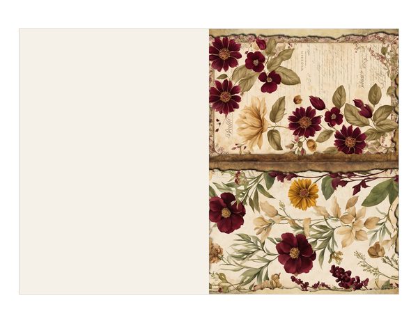 Vintage Burgundy Floral Watercolor Digital Paper Kit: Printable Papers, Cards, Tags, Ephemera — image 12