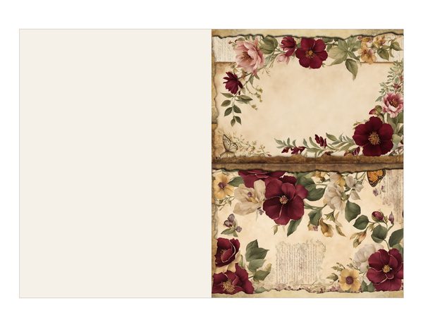 Vintage Burgundy Floral Watercolor Digital Paper Kit: Printable Papers, Cards, Tags, Ephemera — image 13