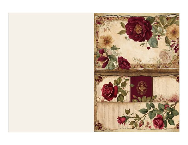 Vintage Burgundy Floral Watercolor Digital Paper Kit: Printable Papers, Cards, Tags, Ephemera — image 14