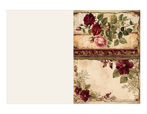 Vintage Burgundy Floral Watercolor Digital Paper Kit: Printable Papers, Cards, Tags, Ephemera — image 15