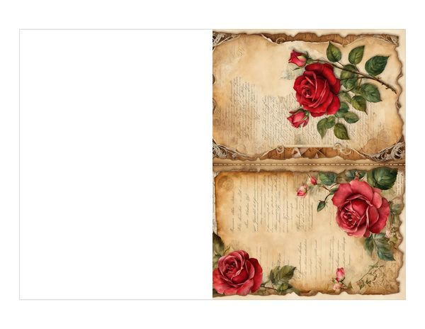 Vintage Burgundy Floral Watercolor Digital Paper Kit: Printable Papers, Cards, Tags, Ephemera — image 19