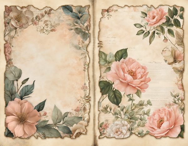 Blush Garden Junk Journal Pages: Pink Floral Designs (Digital Download) — image 1