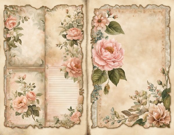 Blush Garden Junk Journal Pages: Pink Floral Designs (Digital Download) — image 2