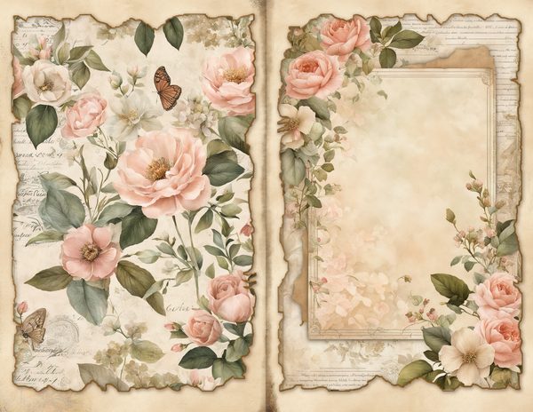 Blush Garden Junk Journal Pages: Pink Floral Designs (Digital Download) — image 5