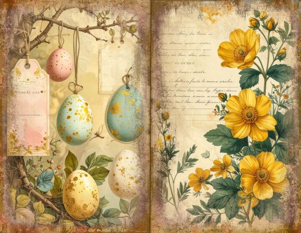 Wildflower Mustard Meadow Journal Spreads: 30 Printable Open Book Pages, Commercial Use — image 3