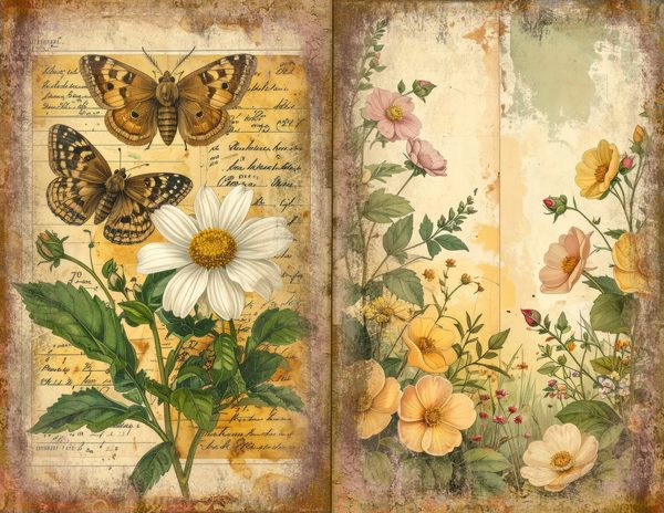 Wildflower Mustard Meadow Journal Spreads: 30 Printable Open Book Pages, Commercial Use — image 10