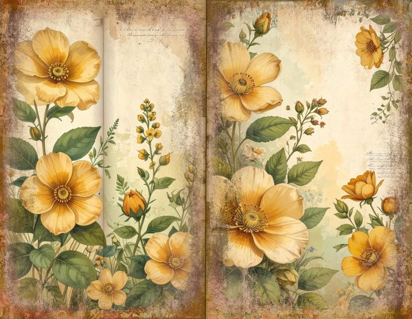 Wildflower Mustard Meadow Journal Spreads: 30 Printable Open Book Pages, Commercial Use — image 11