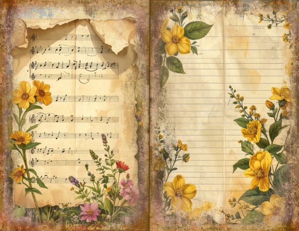 Wildflower Mustard Meadow Journal Spreads: 30 Printable Open Book Pages, Commercial Use — image 12