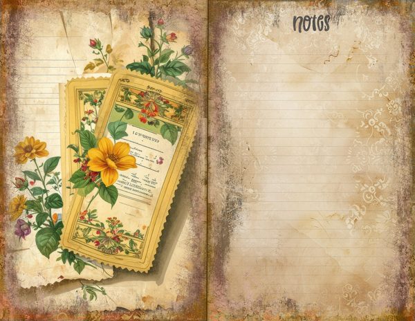 Wildflower Mustard Meadow Journal Spreads: 30 Printable Open Book Pages, Commercial Use — image 14