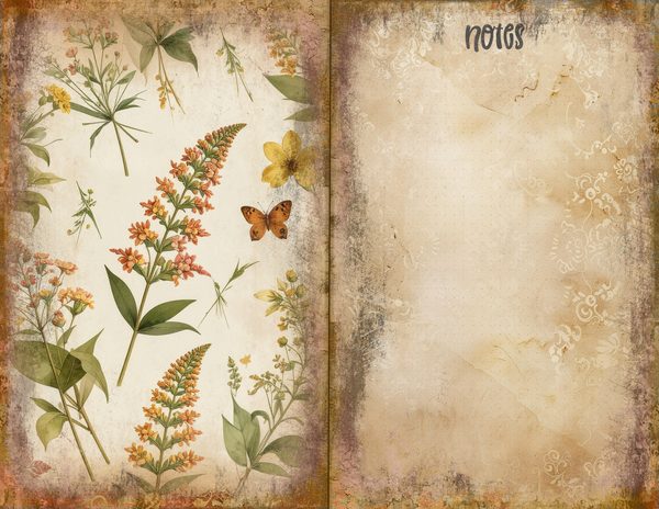 Wildflower Mustard Meadow Journal Spreads: 30 Printable Open Book Pages, Commercial Use — image 15
