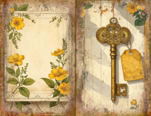 Wildflower Mustard Meadow Journal Spreads: 30 Printable Open Book Pages, Commercial Use — image 21