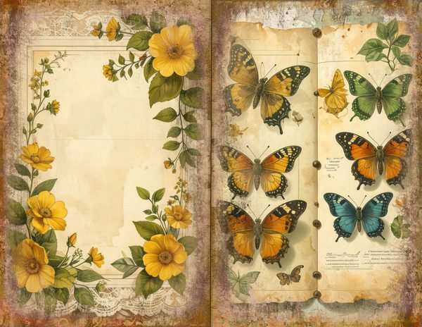 Wildflower Mustard Meadow Journal Spreads: 30 Printable Open Book Pages, Commercial Use — image 23