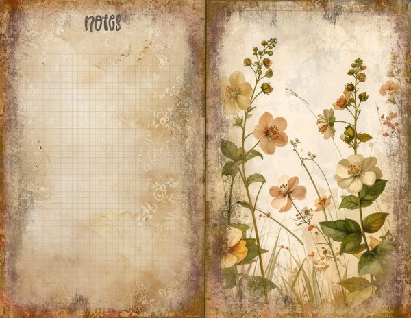 Wildflower Mustard Meadow Journal Spreads: 30 Printable Open Book Pages, Commercial Use — image 30