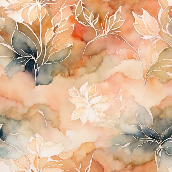 Peach Boho Floral Watercolor Paper Set: Abstract Art (Digital Download) — image 2