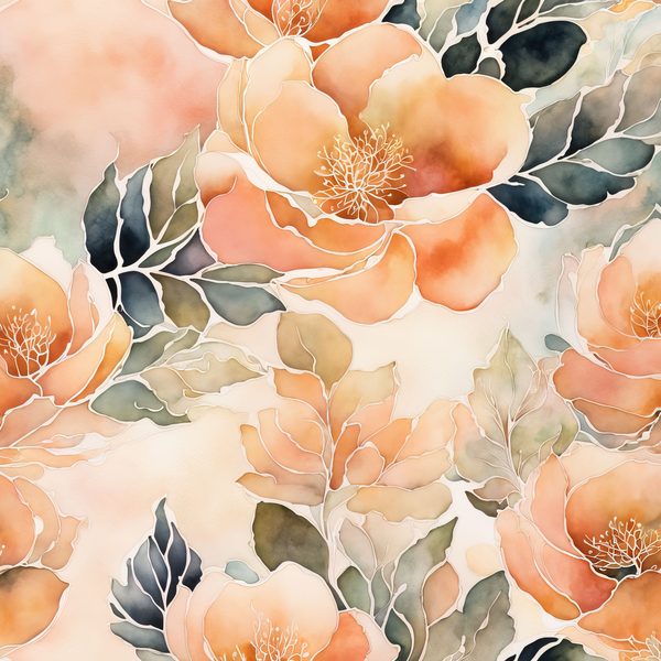 Peach Boho Floral Watercolor Paper Set: Abstract Art (Digital Download) — image 3