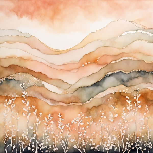 Peach Boho Floral Watercolor Paper Set: Abstract Art (Digital Download) — image 4