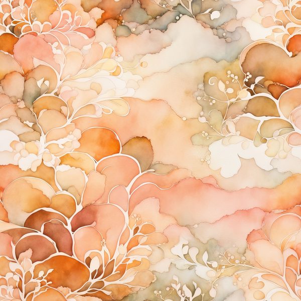 Peach Boho Floral Watercolor Paper Set: Abstract Art (Digital Download) — image 7
