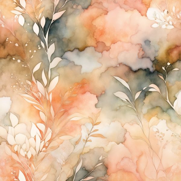 Peach Boho Floral Watercolor Paper Set: Abstract Art (Digital Download) — image 9