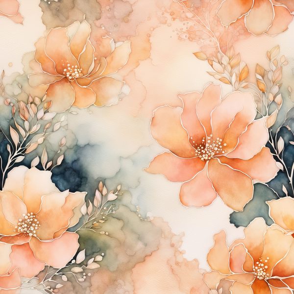 Peach Boho Floral Watercolor Paper Set: Abstract Art (Digital Download) — image 11