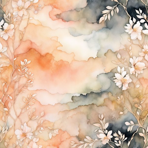 Peach Boho Floral Watercolor Paper Set: Abstract Art (Digital Download) — image 12
