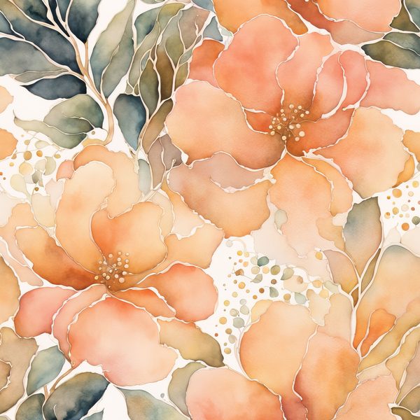 Peach Floral Watercolor Digital Paper: Boho Art Backgrounds (10 JPGs) — image 1