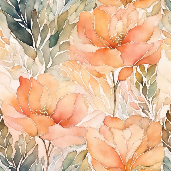 Peach Floral Watercolor Digital Paper: Boho Art Backgrounds (10 JPGs) — image 2