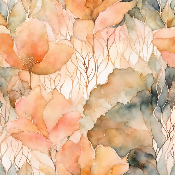 Peach Floral Watercolor Digital Paper: Boho Art Backgrounds (10 JPGs) — image 6