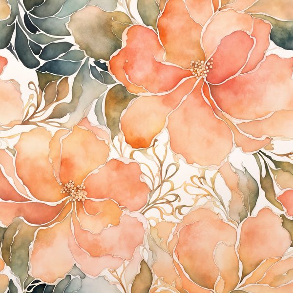 Peach Floral Watercolor Digital Paper: Boho Art Backgrounds (10 JPGs) — image 7