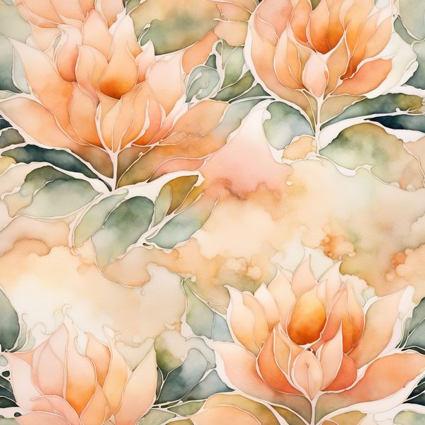 Peach Floral Watercolor Digital Paper: Boho Art Backgrounds (10 JPGs) — image 8