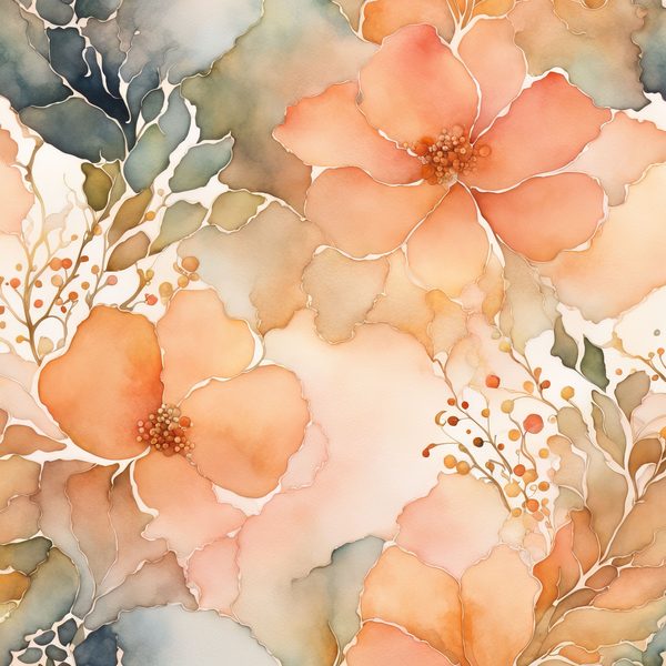Peach Floral Watercolor Digital Paper: Boho Art Backgrounds (10 JPGs) — image 9