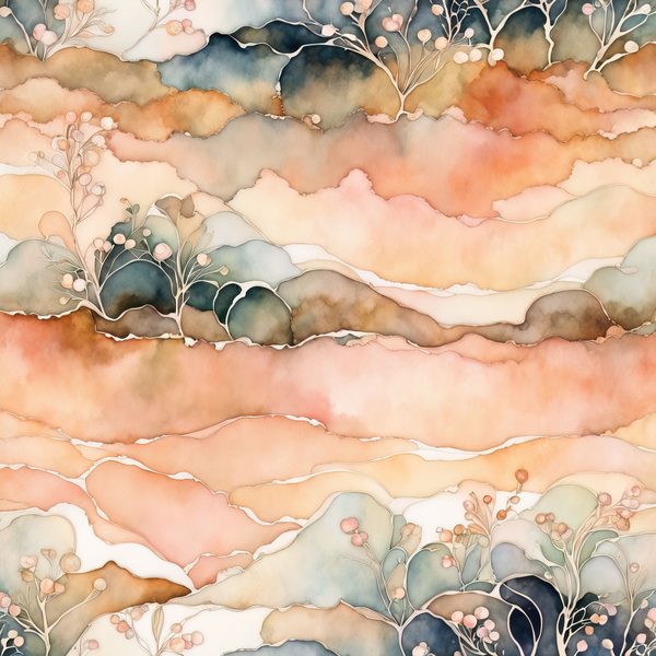 Peach Floral Watercolor Digital Paper: Boho Art Backgrounds (10 JPGs) — image 10