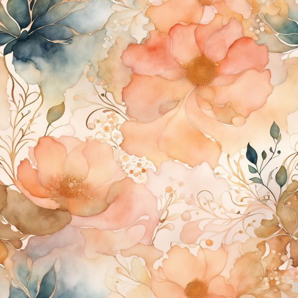 Peach Floral Watercolor Digital Paper: Boho Art Backgrounds (10 JPGs) — image 12