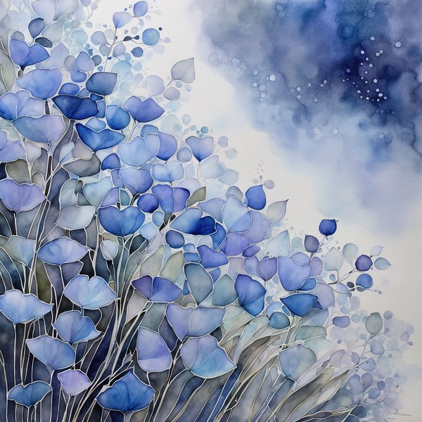 Periwinkle Haze Floral Digital Paper: Watercolor Backgrounds (10 JPGs) — image 4