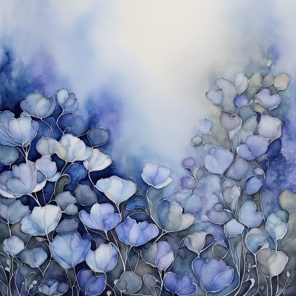 Periwinkle Haze Floral Digital Paper: Watercolor Backgrounds (10 JPGs) — image 5