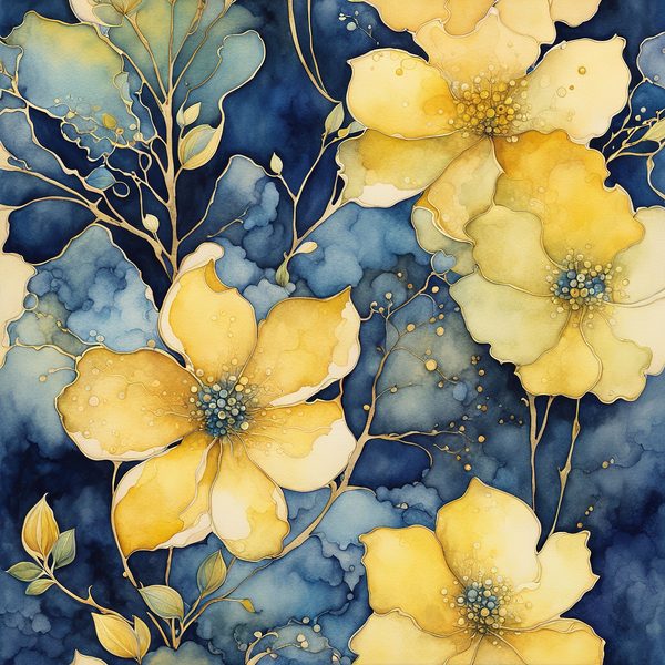 Navy Abstract Floral Digital Paper Set: Watercolor Backgrounds (10 JPGs) — image 11