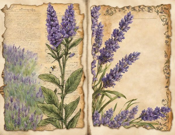 Vintage Lavender Fields Watercolor Digital Paper Kit: Printable Papers, Cards, Tags, Ephemera — image 3