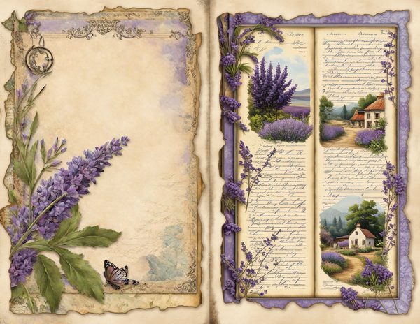 Vintage Lavender Fields Watercolor Digital Paper Kit: Printable Papers, Cards, Tags, Ephemera — image 5