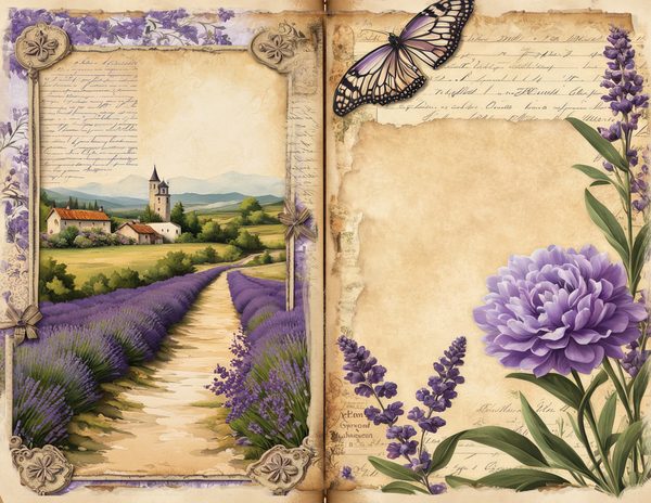 Vintage Lavender Fields Watercolor Digital Paper Kit: Printable Papers, Cards, Tags, Ephemera — image 7