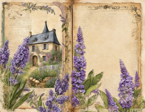 Vintage Lavender Fields Watercolor Digital Paper Kit: Printable Papers, Cards, Tags, Ephemera — image 8