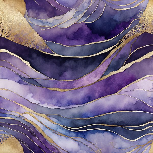 Violet Rhapsody Floral Digital Paper Set: Gold & Purple Boho Art (10 JPGs) — image 3