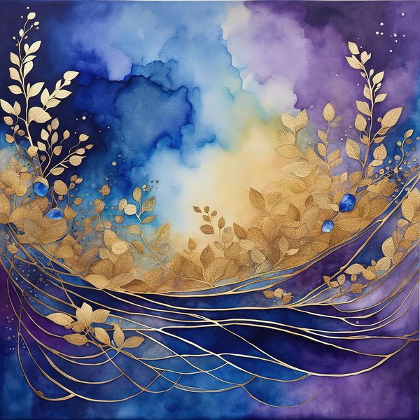 Violet Rhapsody Floral Digital Paper Set: Gold & Purple Boho Art (10 JPGs) — image 11