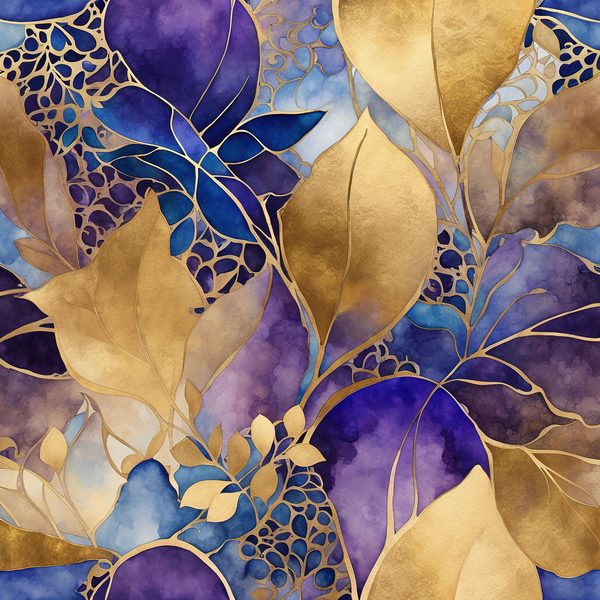 Violet Rhapsody Floral Digital Paper Set: Gold & Purple Boho Art (10 JPGs) — image 12