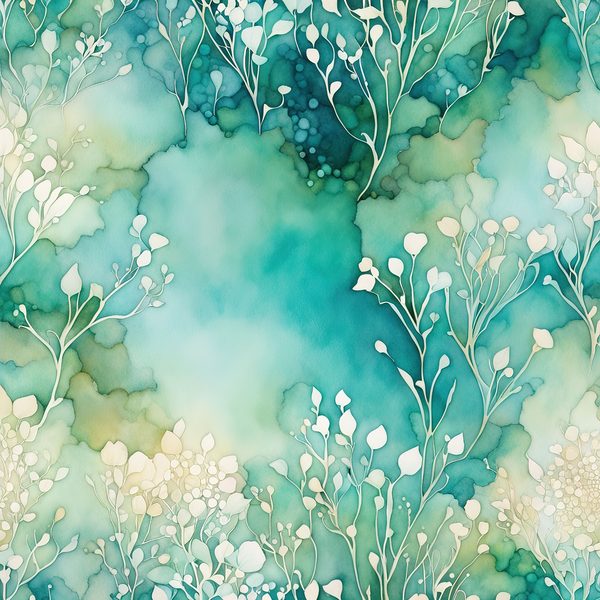 Turquoise Floral Digital Paper Set: Gold Foil Boho Art (10 JPGs) — image 2