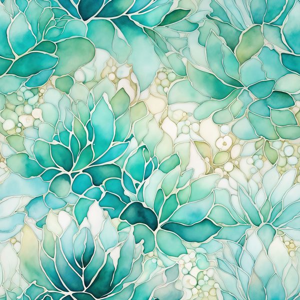 Turquoise Floral Digital Paper Set: Gold Foil Boho Art (10 JPGs) — image 6