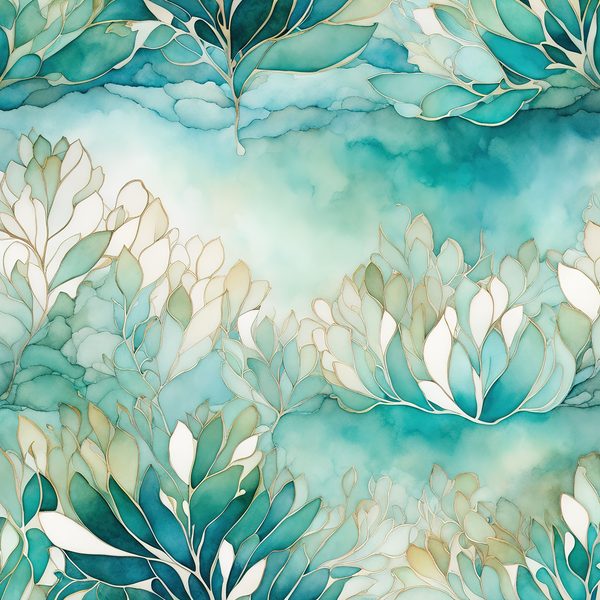 Turquoise Floral Digital Paper Set: Gold Foil Boho Art (10 JPGs) — image 8