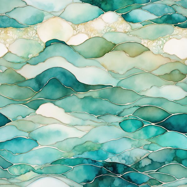 Turquoise Floral Digital Paper Set: Gold Foil Boho Art (10 JPGs) — image 9