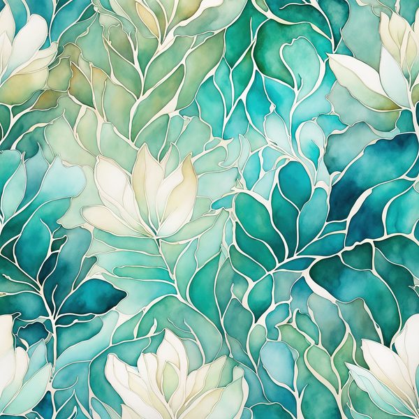 Turquoise Floral Digital Paper Set: Gold Foil Boho Art (10 JPGs) — image 11